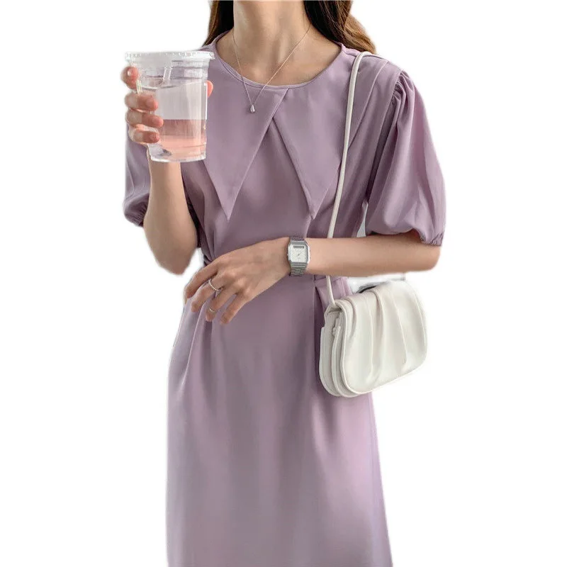 

New French Doll Collar Slimming Dress Small Halter Sweet Waist Dress for Women