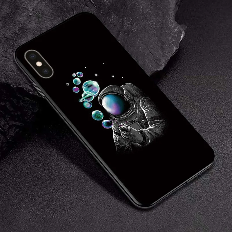 TPUBLK553 Черный чехол из ТПУ для Apple iPhone X XR XSMax 11 чехол Модный мультяшный астронавт для Apple iPhone 6 6S 7 8 Plus чехол для телефона бампер - Цвет: TPUBLK553