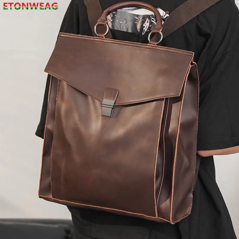 Винтажный рюкзак для мужчин и женщин 2021 кожаный Crazy horse Повседневная сумка