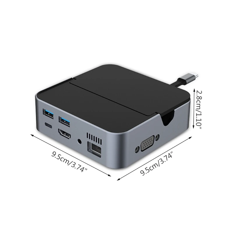 Док-станция 9 в 1 с базовым разъемом PD3.0 RJ45 док-станция 2USB-портами для чтения