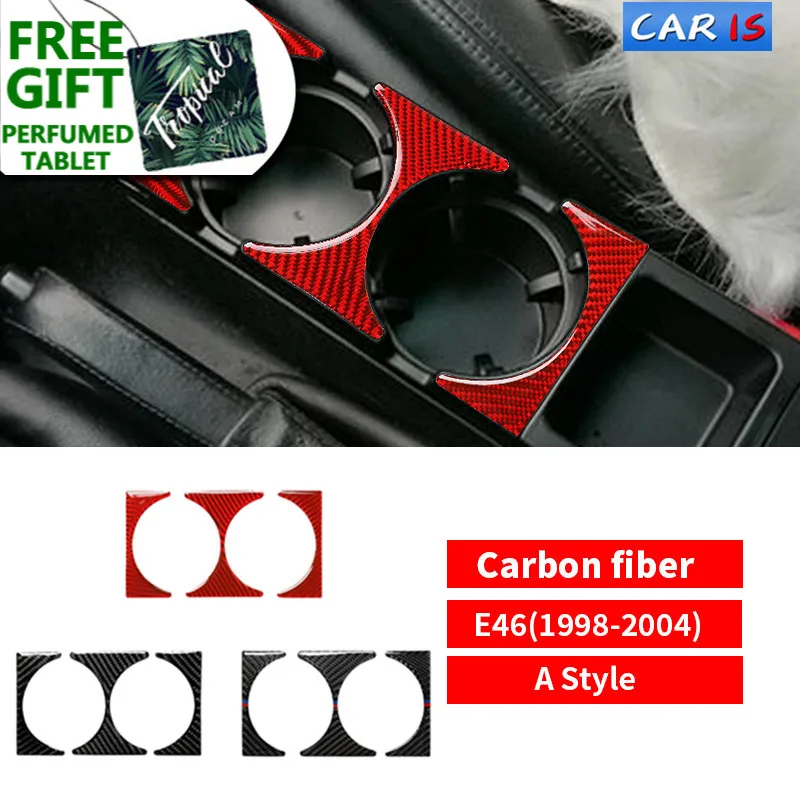 

Carbon Fiber Interior Water Cup Holder Panel Cover Trim Car Stickers For BMW E46 1998-2005 Car Accessories