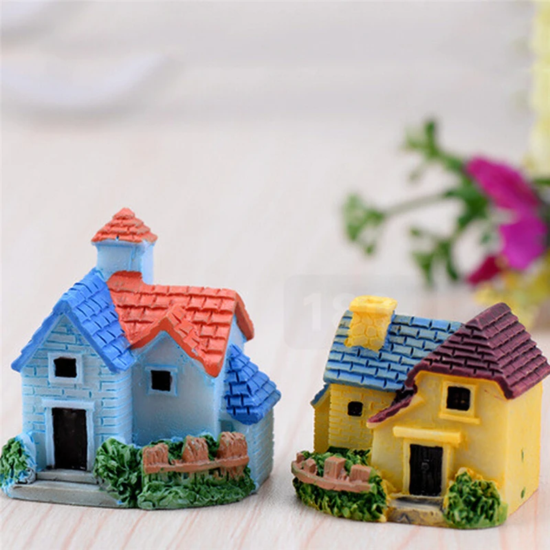 

Cute Mini Resin House Miniature House Fairy Garden Resin Crafts Micro Landscape Home Garden Decoration