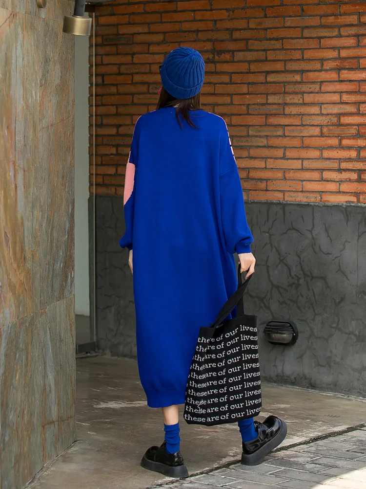 Vefadisa Spring Fashion Character Print Sweater Dress Women 2022 Long Sleeve Pullover Female Knitted QYF6221 | Женская одежда