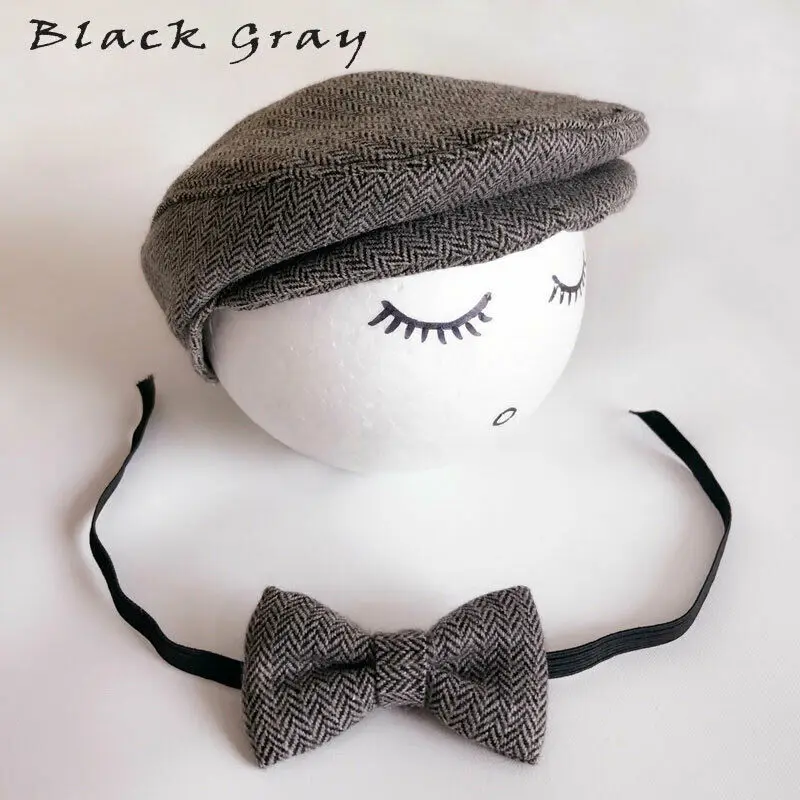 

Baby Boy Vintage Peaked Cap + Bow Tie 0-1 M Newborn Infant Toddler Casual Beanie Cap Hat