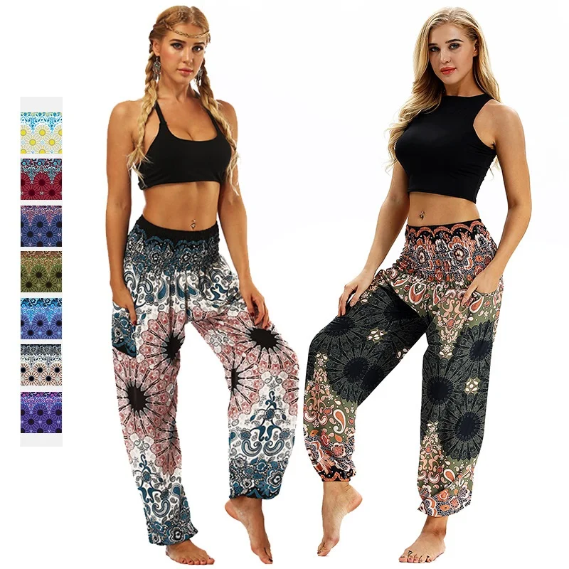 

Hot Sale Casual Ethnic Style Digital Printing Sports Yoga Pants Beach Dance Bloomers One Piece Dropshipping
