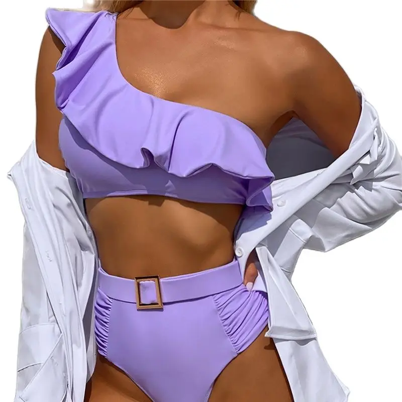 

Push Up Bikinis Women 2021 Sexy One Shouder Swimsuits Swimwear Female Brazilian Biquini Bikini High Waist Beachwear