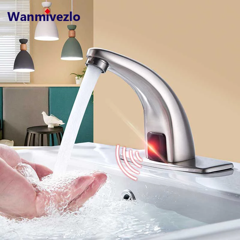 Смеситель с матовым никелевым датчиком Автоматический Надувной ручной