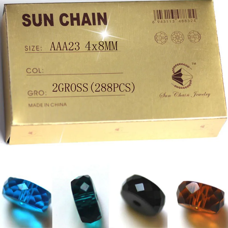 

AAA Faceted Crystal Glass Beads Tyre shape DIY Fashion Jewelry accessory Spacer Beads Wholesale 4X8mm 288pcs