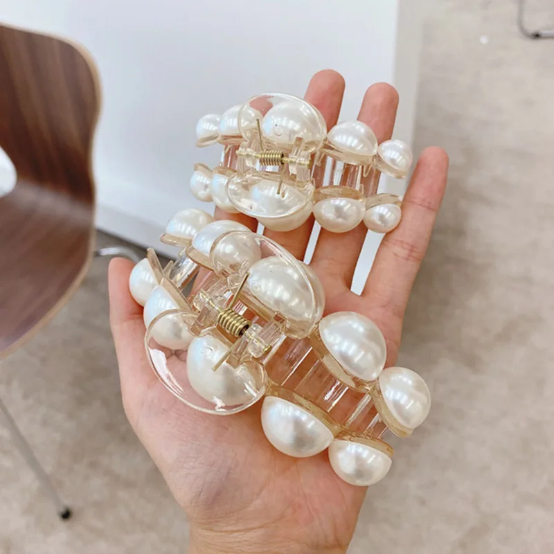 

2021 Vintage Big Pearl Hair Clip Claw Women Girls Accessories Pinzas Para El Pelo Pince Cheveux Barette Spinki Do Wlosow