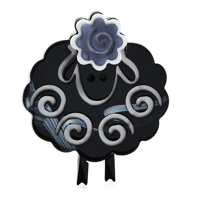 

Wuli&baby Acrylic Cartoon Black Sheep Brooch Pins Women Brooch Gift Funny Animal Jewelry Accessory Badge Sweater Pin