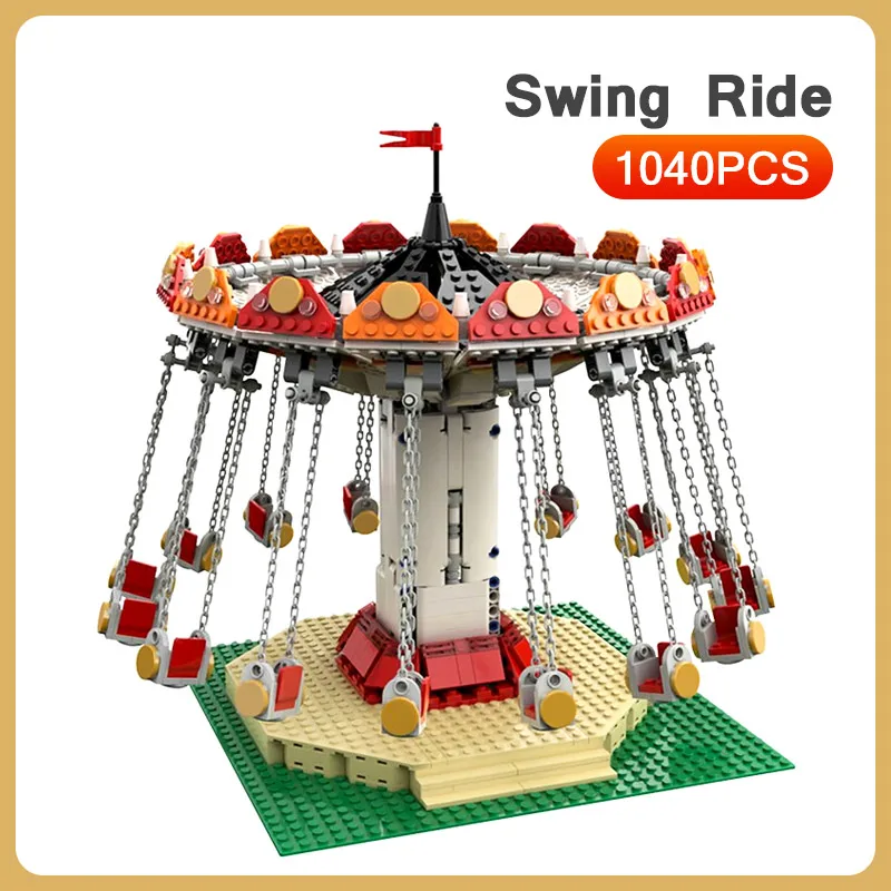 

Swing Ride Carousel Model Toys City Playground Building Blocks Flying Chair Amusement Park MOC Creative Bricks Kids Xmas Gifts