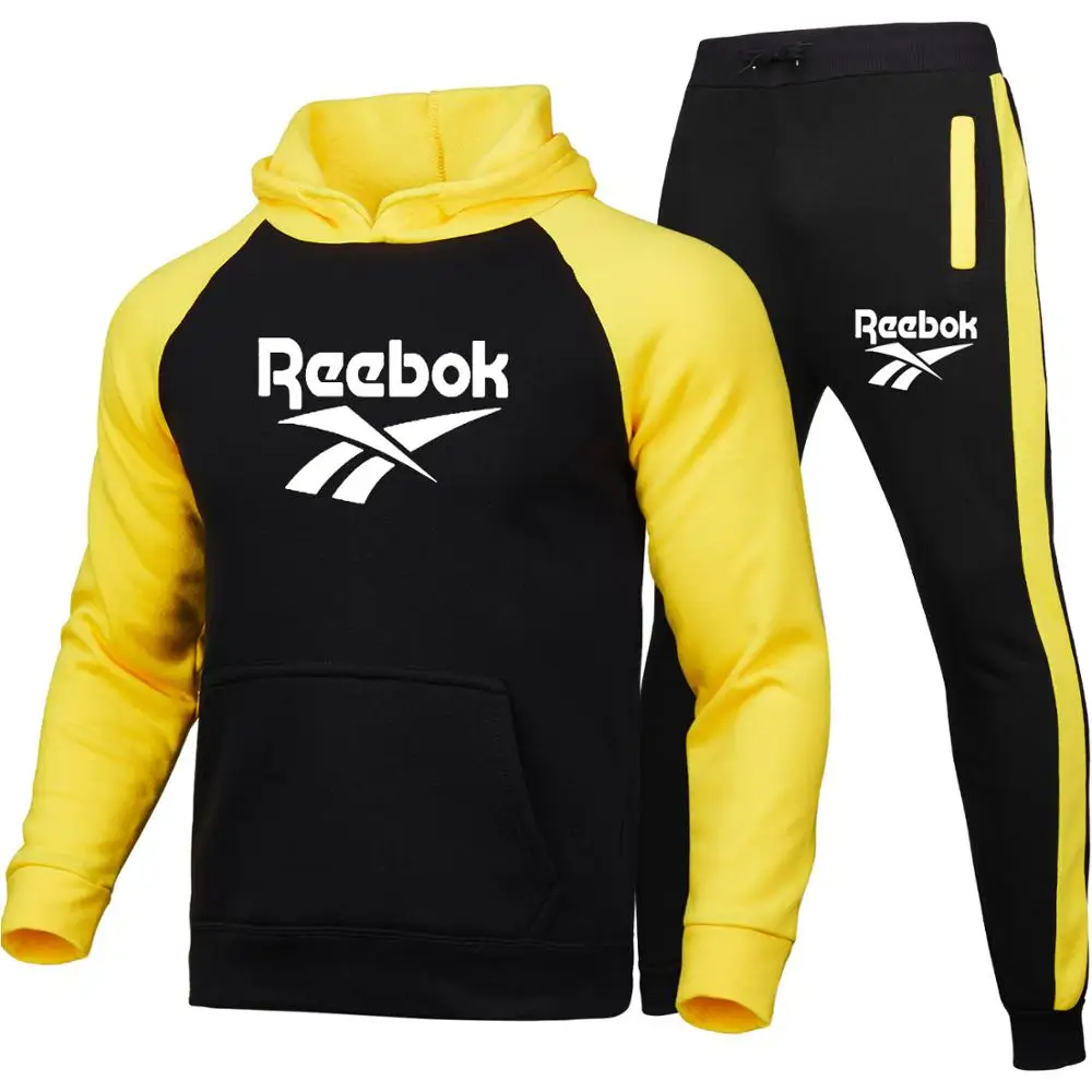 

Sportswear Men's Suit Sport Two-piece Patchwork Hoodie Trousers Basketba Brand Track and Field Fitness Casual 2020 Autumn Winter