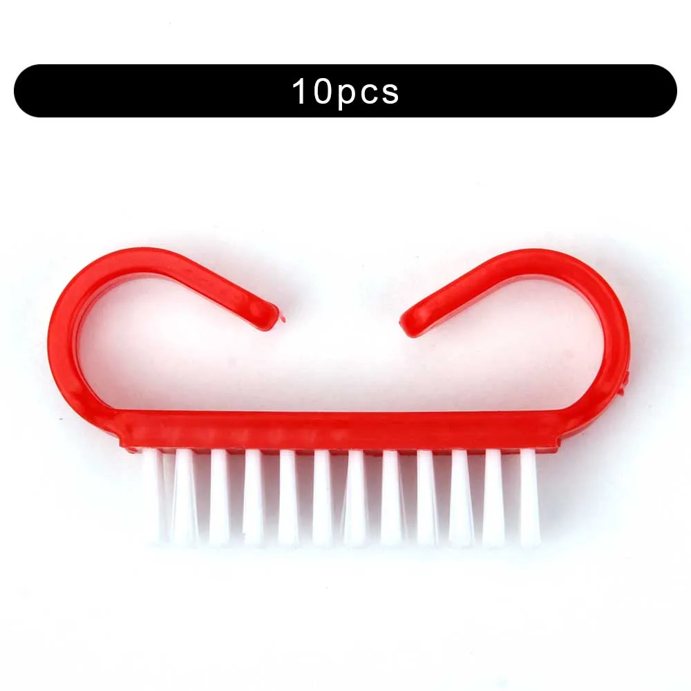 10pcs Solid Red Чистящая щетка для ногтей маникюр педикюр инструменты Ручка гель удаление для очистки от пыли уход пластик косметика для ногтей кисти для женщин - Цвет: 10pcs Solid Red