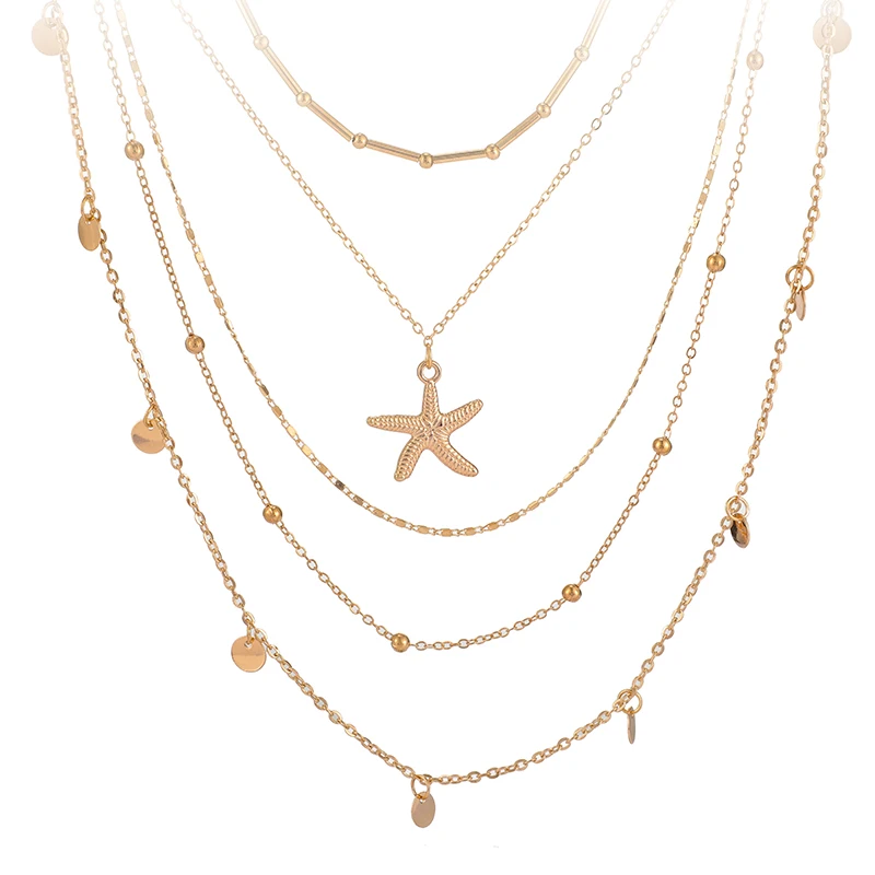 Tocona богемное очаровательное многослойное ожерелье с золотой цепочкой летняя