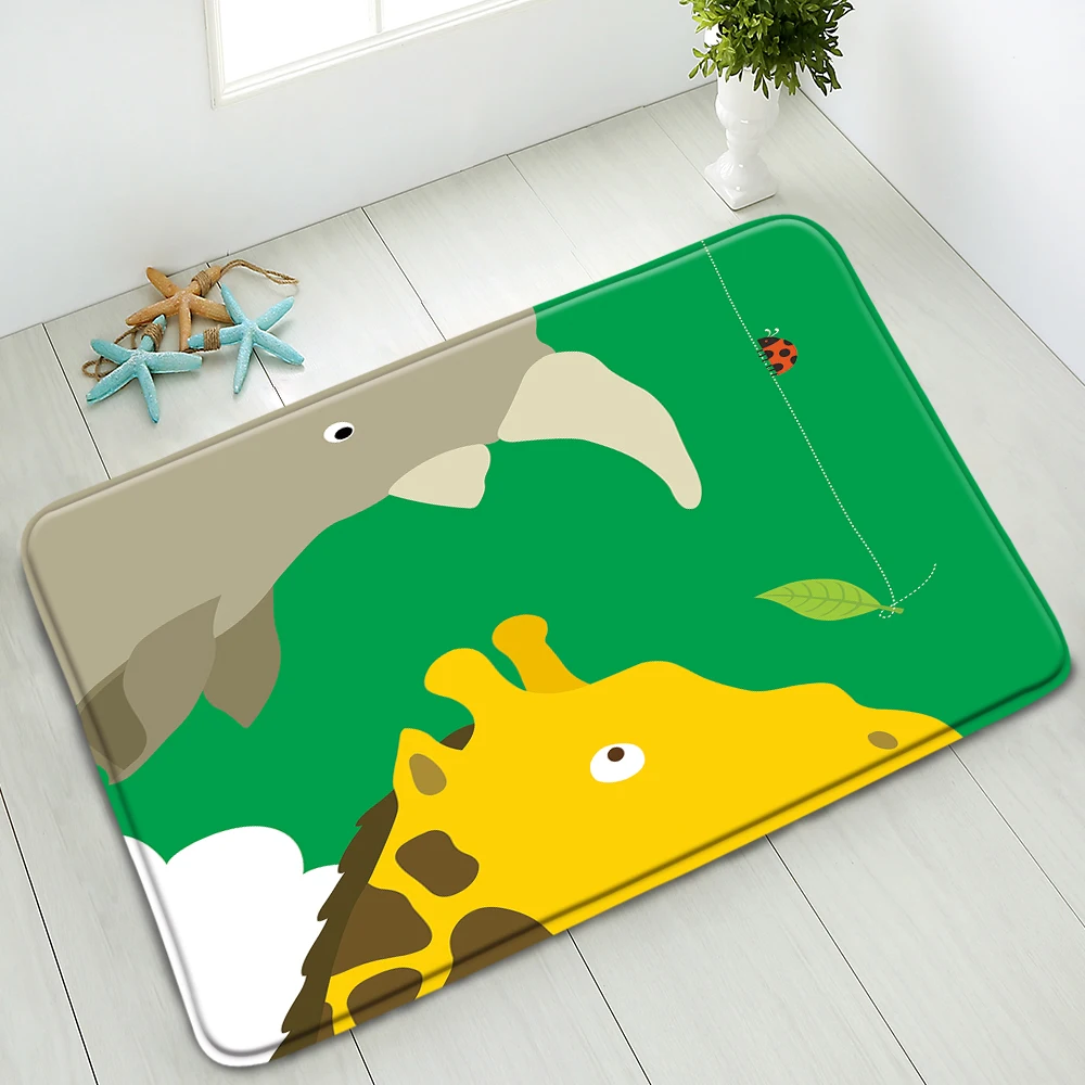 

Cartoon Animals Floor Mat Lion Panda Shower Room Non-Slip Mat Kitchen Bedroom Doormat Home Deco Carpet Flannel Washable Foot Pad