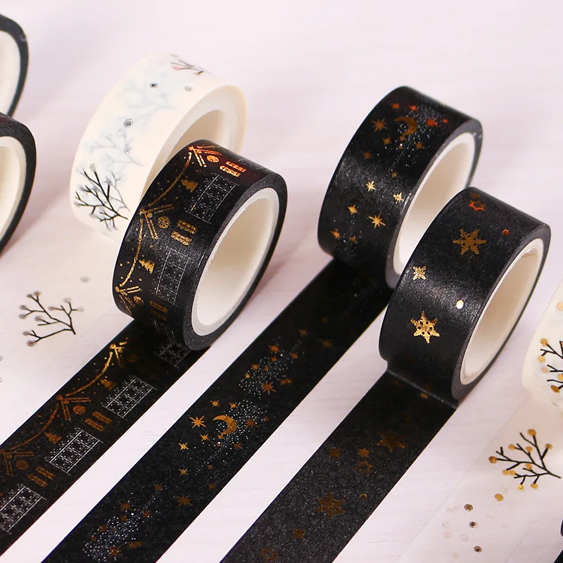 1 шт. Рождественская Золотая Серебряная луна звезды васи лента 15 мм * 5 м альбом