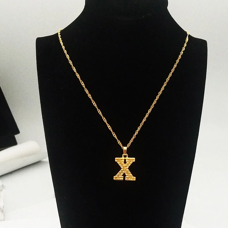 Хит продаж большой буквы ожерелье для женщин в золотом цвете из нержавеющей