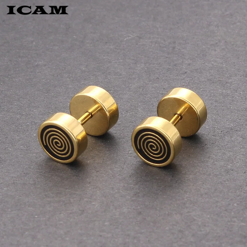 ICAM Мода 1 пара/лот 3 цвета серьги-гвоздики из нержавеющей стали Панк штанга форма