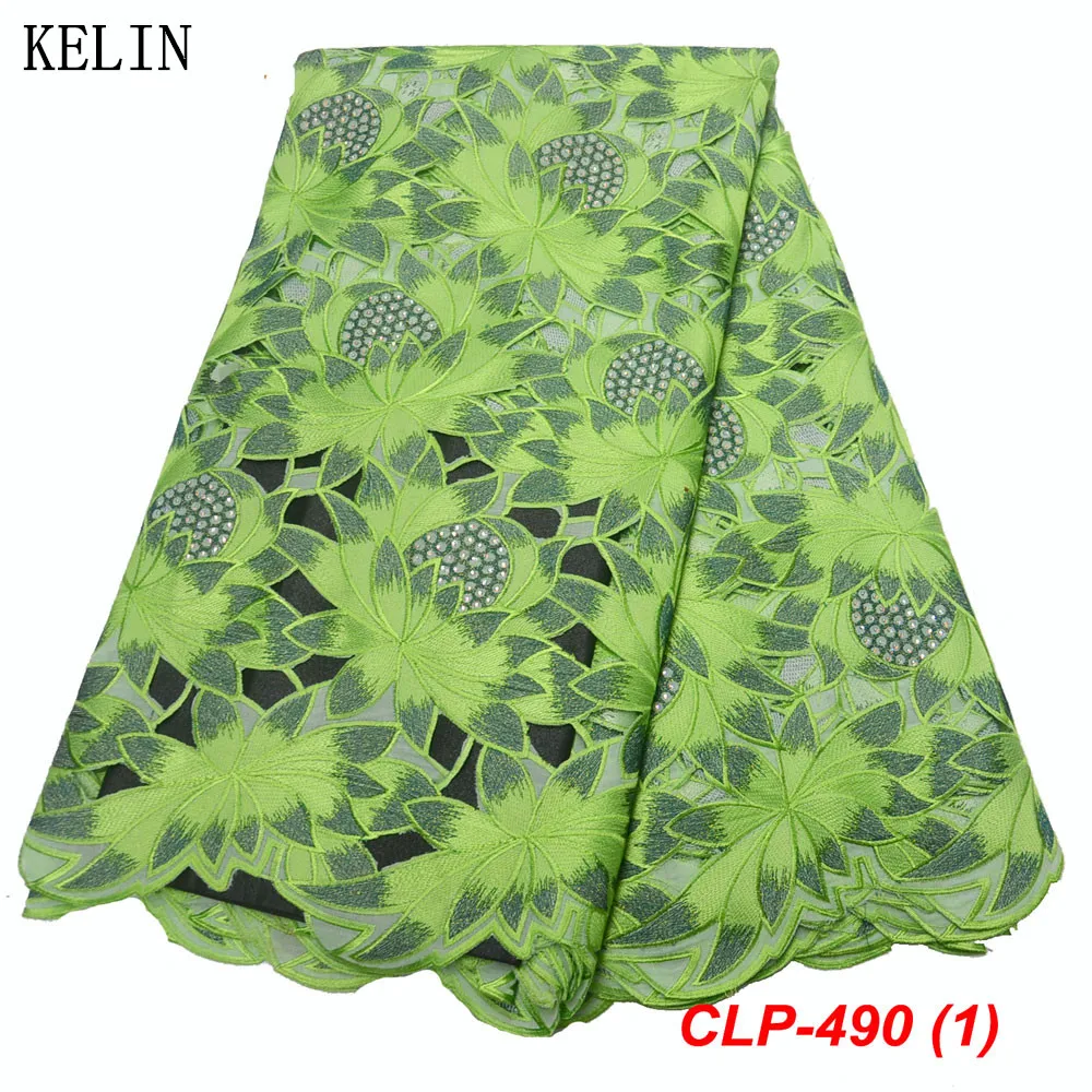 

Genuine Cotton voile lace soft textured Hih quality Hand Cut African fabric Fashionable traditional clothes dress CLP-490