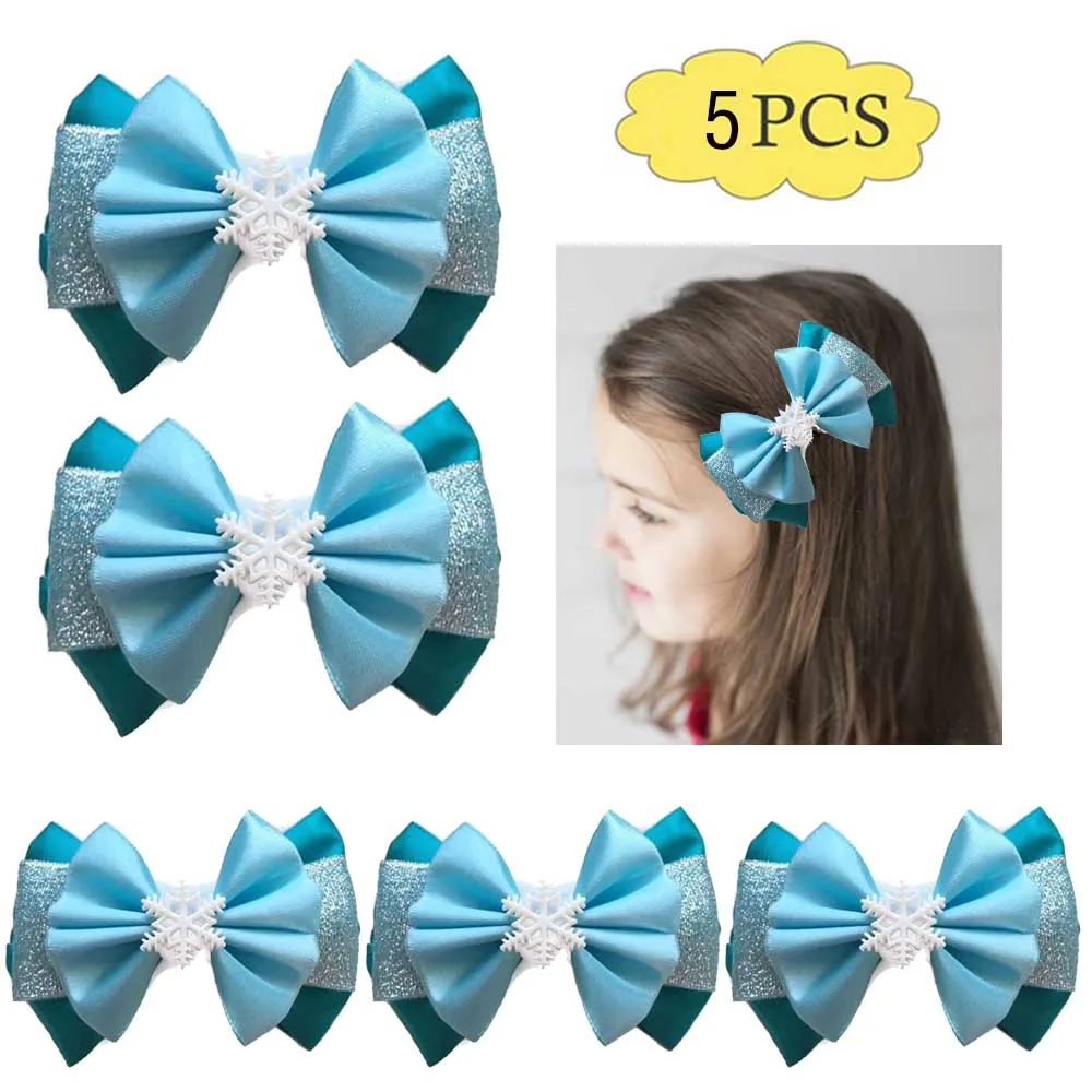 Бесплатная доставка 5 шт. банты для волос принцессы F снежинки вдохновленные