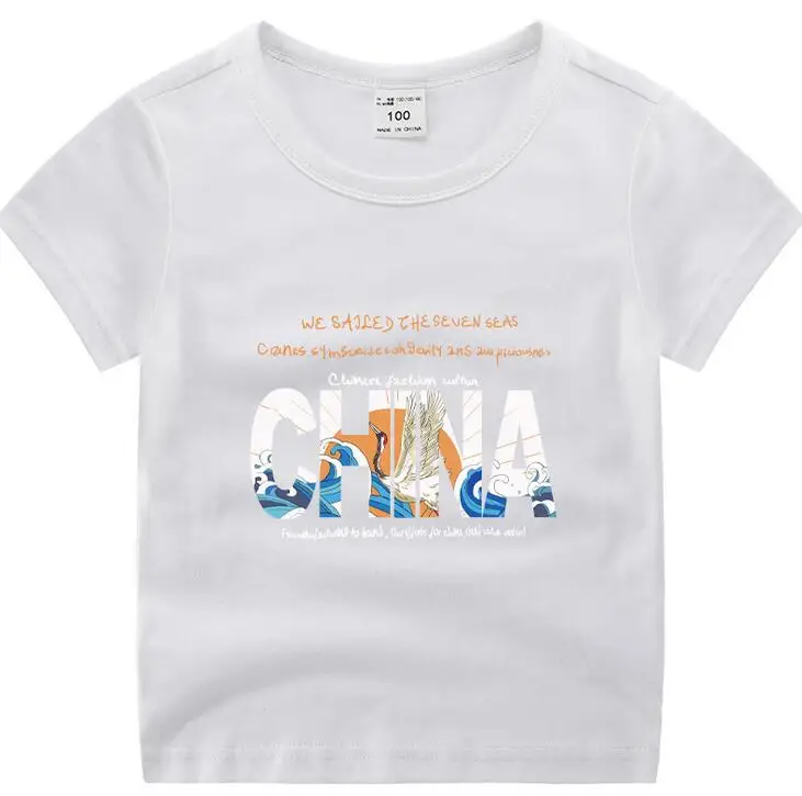 

New Style kids Summer Short Sleeve T-shirt Letter Print Colour Cotton Blend tops
