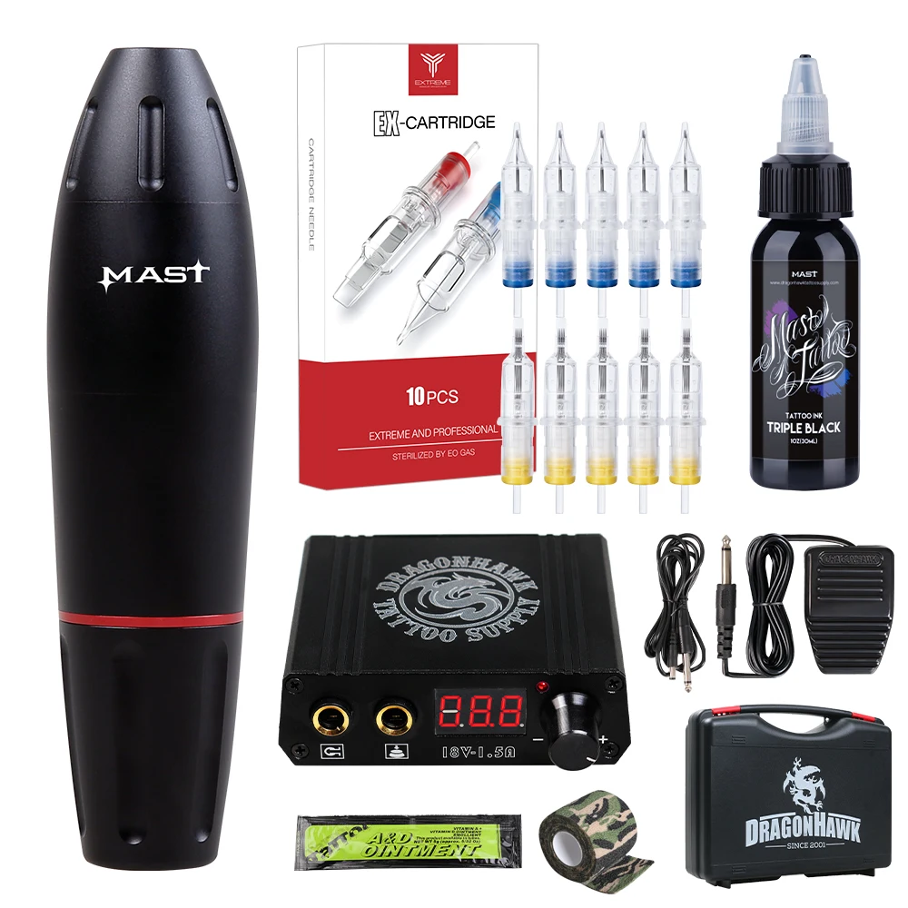 Профессиональный Набор татуировок вращающаяся машина иглы набор для начинающих
