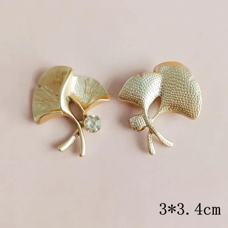 10 шт./лот горный хрусталь Ginkgo Leaf Sub gold сплав аксессуары DIY креативный чокер Лист