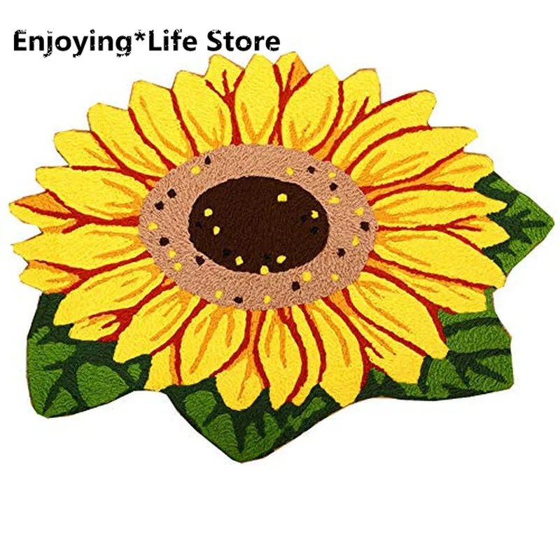 

Area Rugs Sunflower 3D Handmade Weaving Rose Doormats Washable Butterfly Indoor Mat For Living Room Bedroom Flower Area Rug