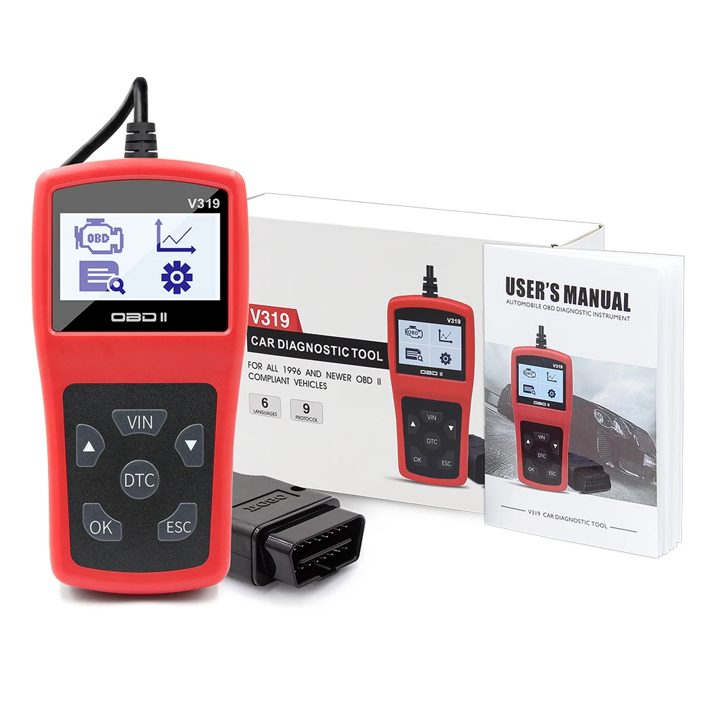 Автомобильный диагностический инструмент OBD2 считыватель кодов OBD V319 ELM327 многоязычный Автомобильный сканер Диагностический Авто OBD2 сканер ELM 327