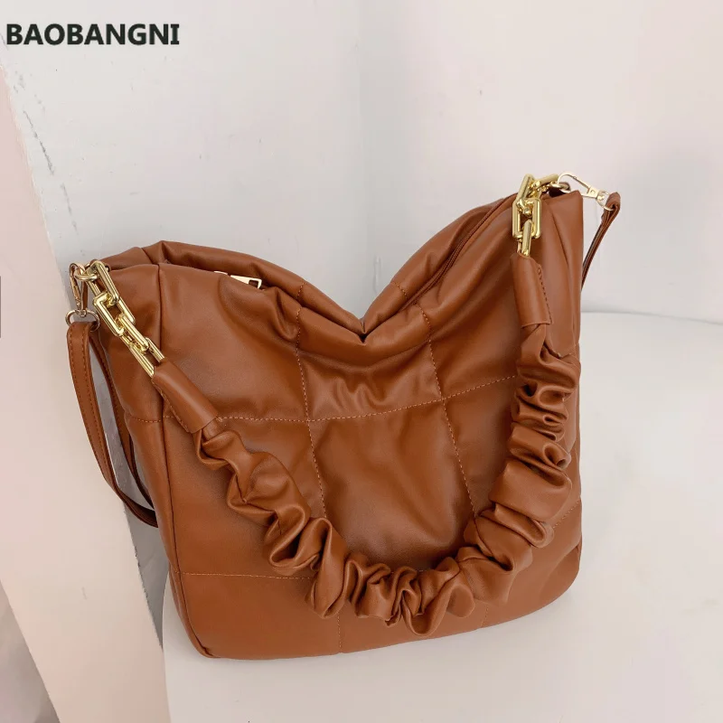 Winter New PU Leather Small Padded Crossbody Shoulder Bag Designer Women Handbag and Purses Quilted Totes