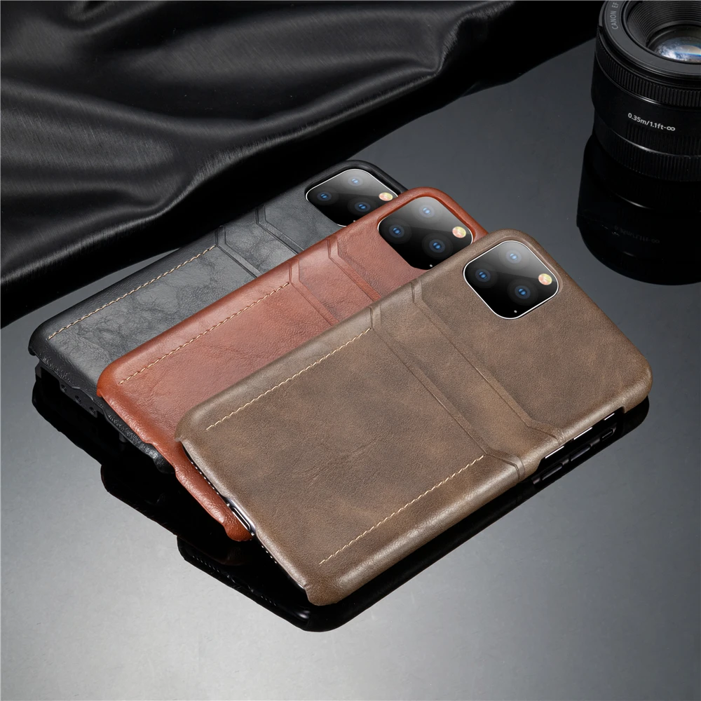 Винтажный чехол из натуральной кожи с отделениями для карт iPhone 12 11 Pro SE 2020 XR X 7 8 Plus