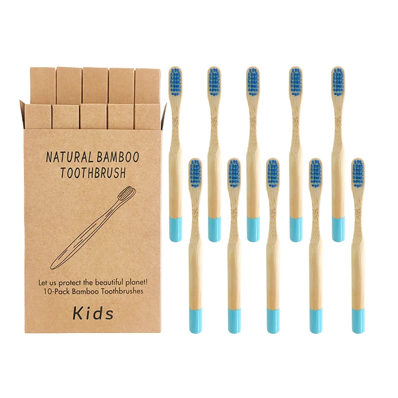 

10pcs Eco-friendly Kids Bamboo Wood Toothbrush Nylon Tooth Brush Wooden New Design Mixed Color Bamboo-toothbrush Customised