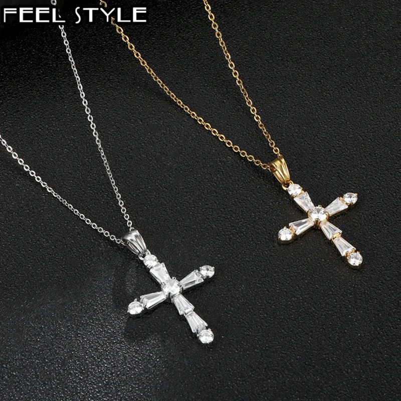 Хип хоп 316L стразы из нержавеющей стали Iced Out Bling Cross ожерелья и подвески для мужчин