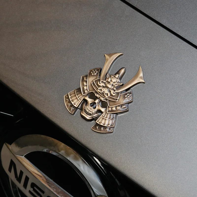 

Japanese Samurai Hannya Car Emblem Auto Sticker Skull 3D Metal Hot Badge Gunmetal Hood Window Motorcycle Styling