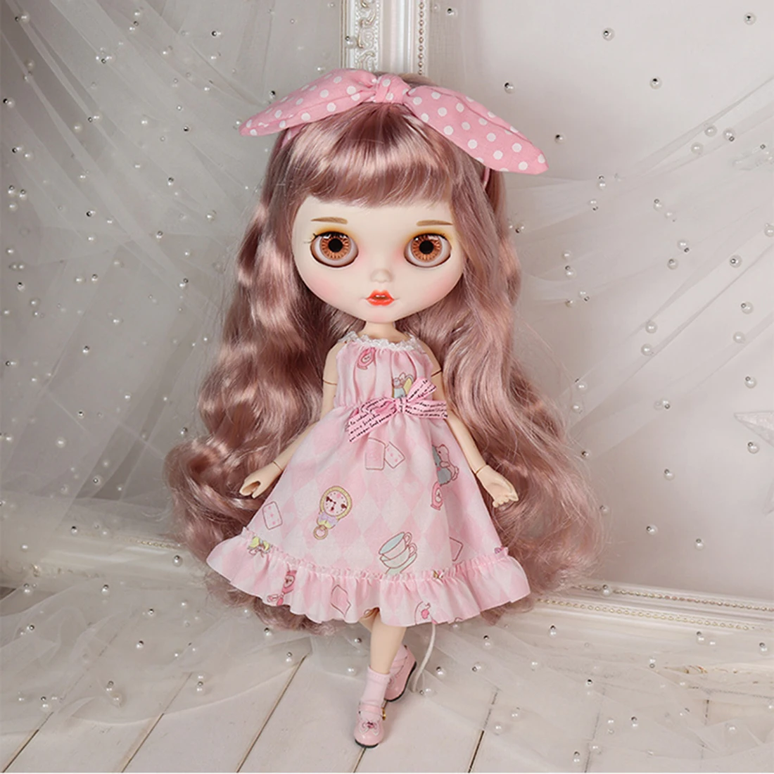 Modikerbjd для Blythe платье на заказ милое розовое клетчатое с рисунком юбка куклы блайз