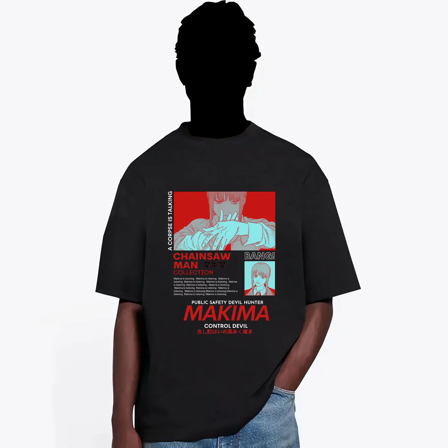 

Japan Anime Chainsaw Man Short Sleeve Tee Makima Bad Woman Pattern T-shirt Men Women Fashion Hip Hop T Shirt Manga Loose Tshirt