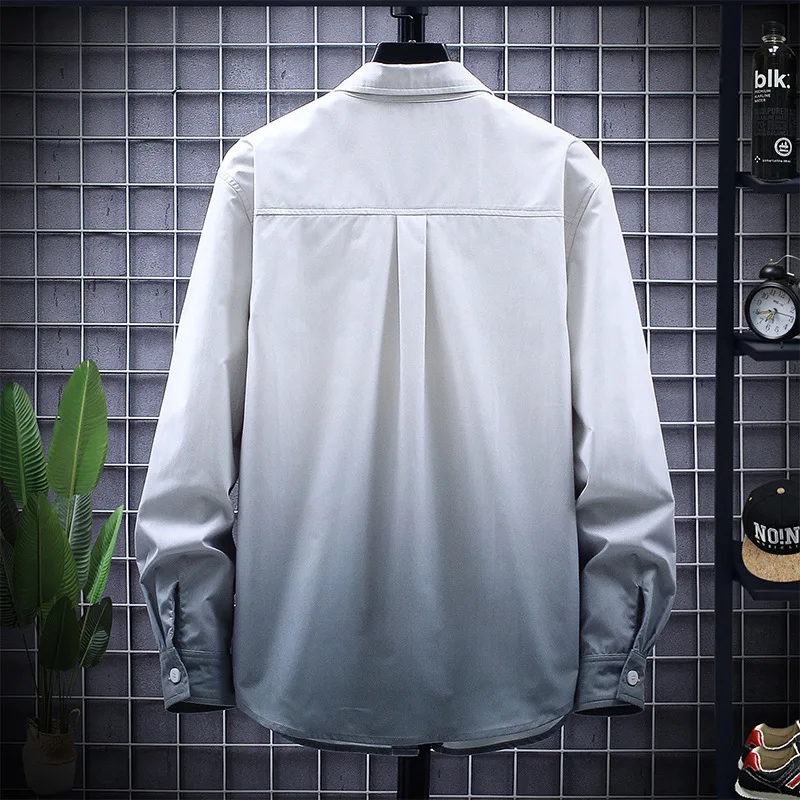 

Hong Kong small and pure and fresh wind gradients han edition shirts men long sleeve shirt joker easing students coat