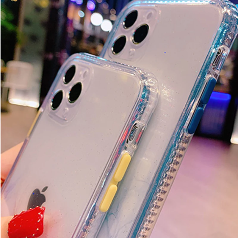 

Gradient Marble Glitter Phone Case For iPhone 12 Pro 11 Pro Max XR XS Max X 7 8 Plus SE 2020 Bumper Shockproof Clear Back Cover