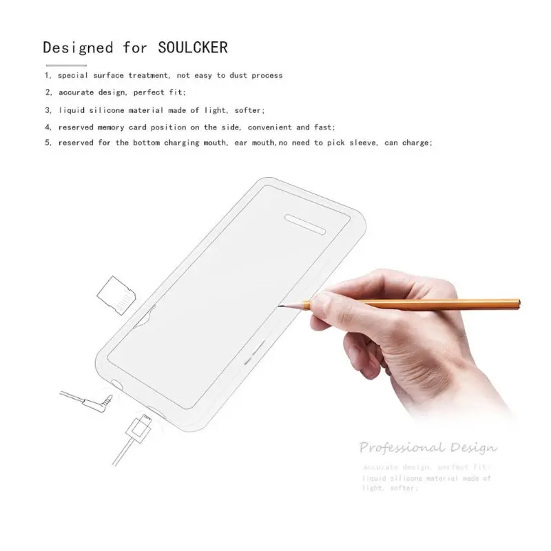 Силиконовый защитный чехол гибкий чехол для SOULCKER D16 аксессуары для MP3-плеера