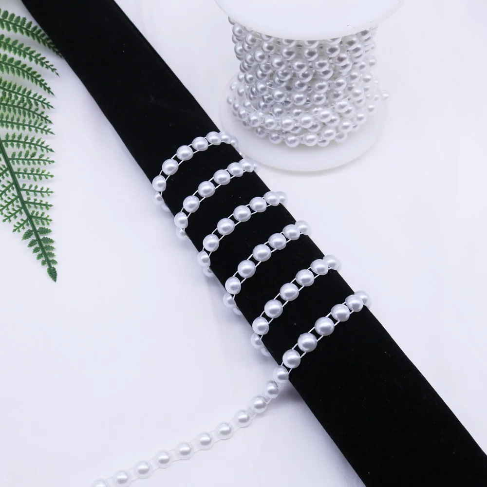 2YD 8mm Wide pearl beads Imitation chain Christmas Household Clothing SewingPaste DIY craft SZ-040 | Дом и сад