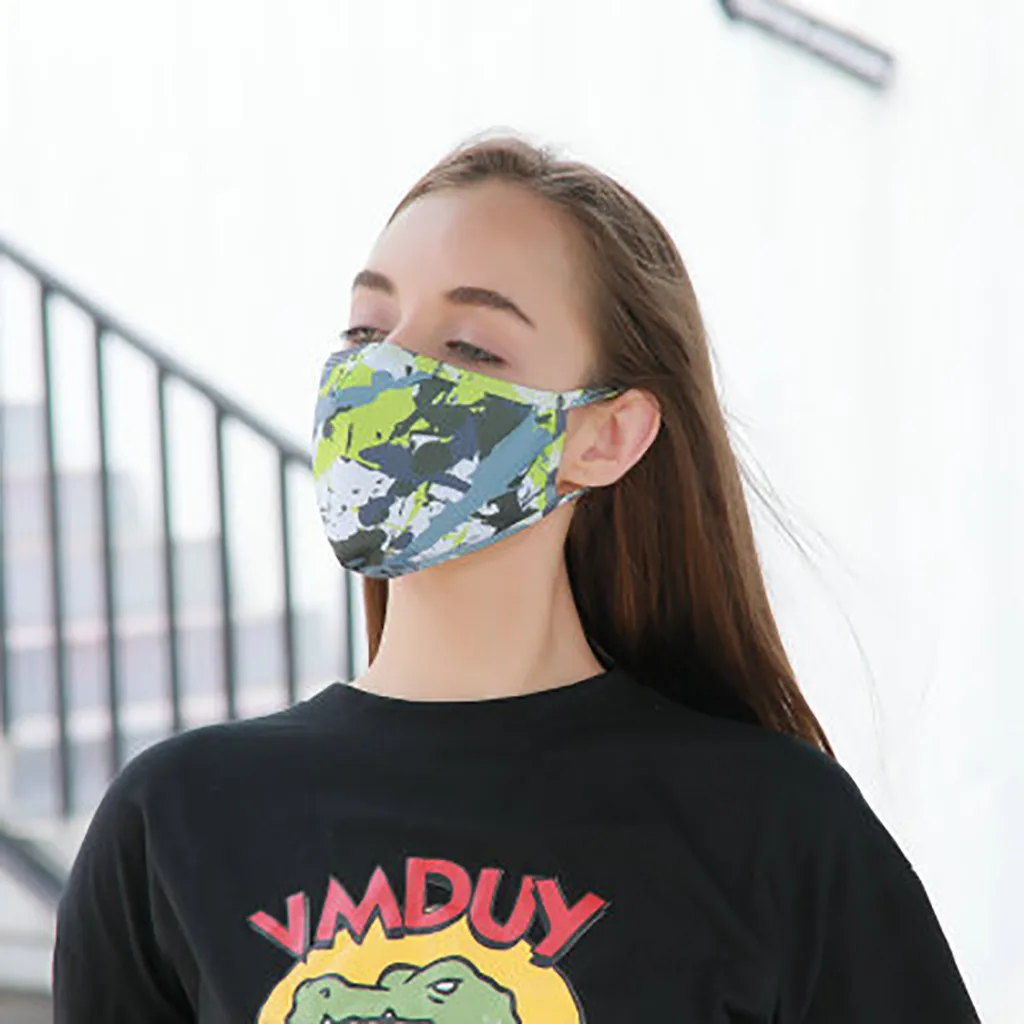 1 pcs Camouflage print party cosplay Mask costume women Washable Thin face masks Ice Silk for Adult#0724y40 |