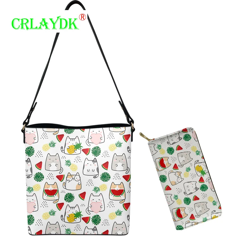 

CRLAYDK Women's Fashion Shoulder Bags with Wallet Purse Office Lady Work Buckle Cats Pattern PU Leather Handbag Large Capacity