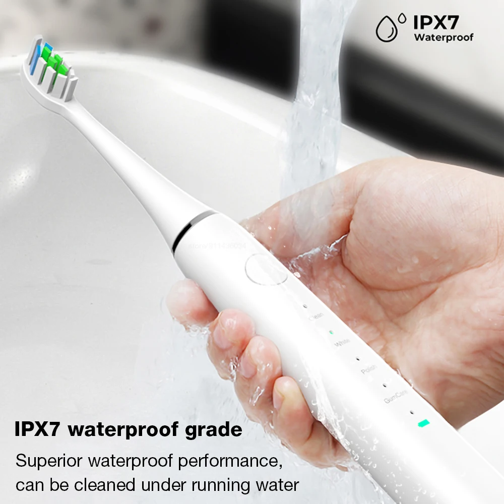 

Ultrasonic Sonic Electric Toothbrush USB Charging IPX7 Waterproof Remove Dental Plaque Washable Electronic Whitening Teeth Brush