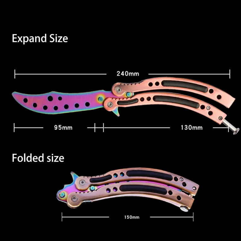 Colorful Game Knife Balisong Trainer Training Pocket CS GO Karambit Dull No Practice Butterfly In | Инструменты