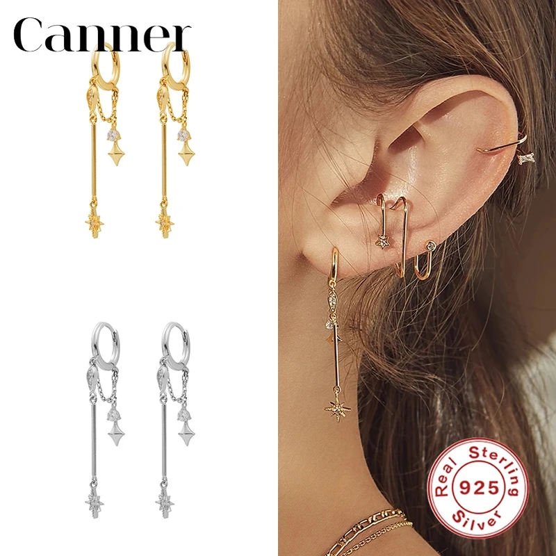 

Серьги-кольца женские из серебра 925 пробы, на длинной цепочке