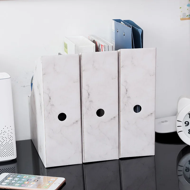 3-Layer Paper Storage Box and Finishing 1/3/5PCS Marble Pattern Multifunction Display Stand Rack Student Desk Book | Дом и сад