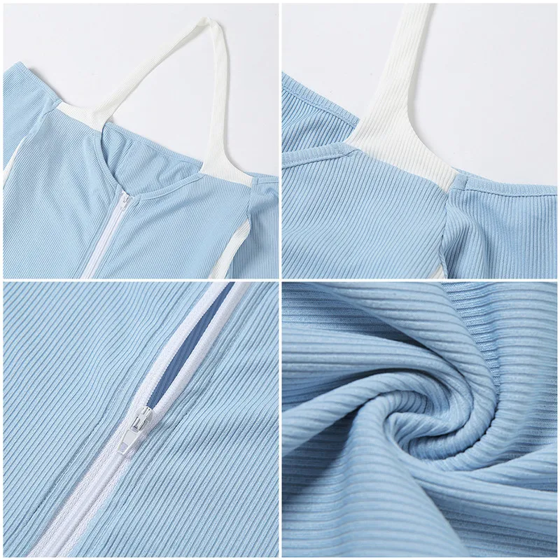 

Patchwork Ribbed Jumpsuit Women Sexy Halter Off The Shoulder Jumpsuit Femme Casual Streetwear Black Overalls Outfits 2021