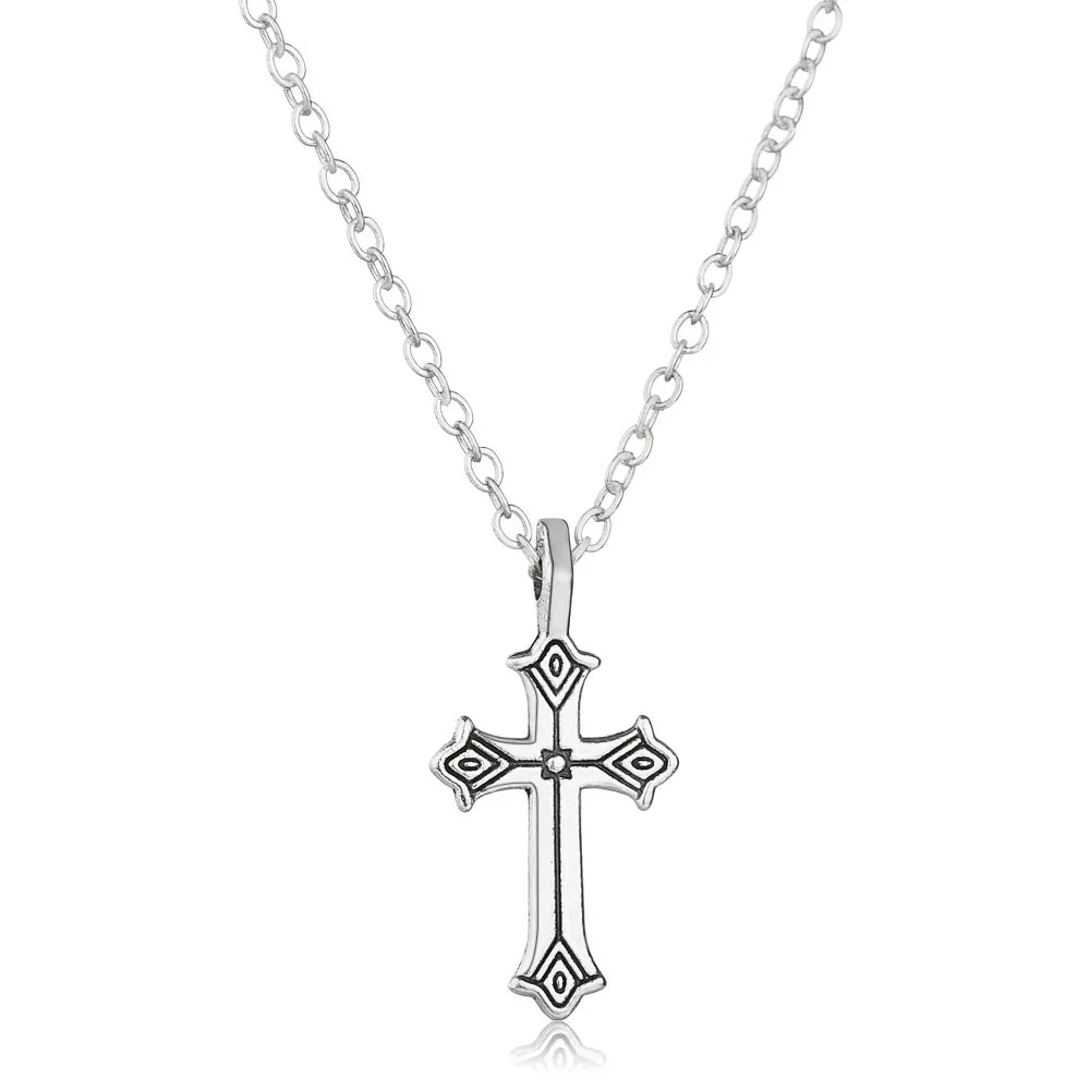 Цепочка с подвеской крестом из нержавеющей стали изображением Иисуса|Ожерелья