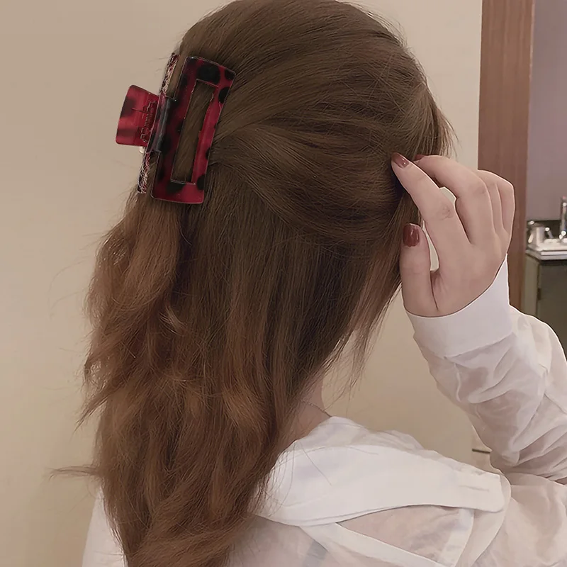 

2021 новые пластиковые женские заколки-крабы для волос, очаровательные однотонные леопардовые женские заколки для волос в стиле ретро, инстр...