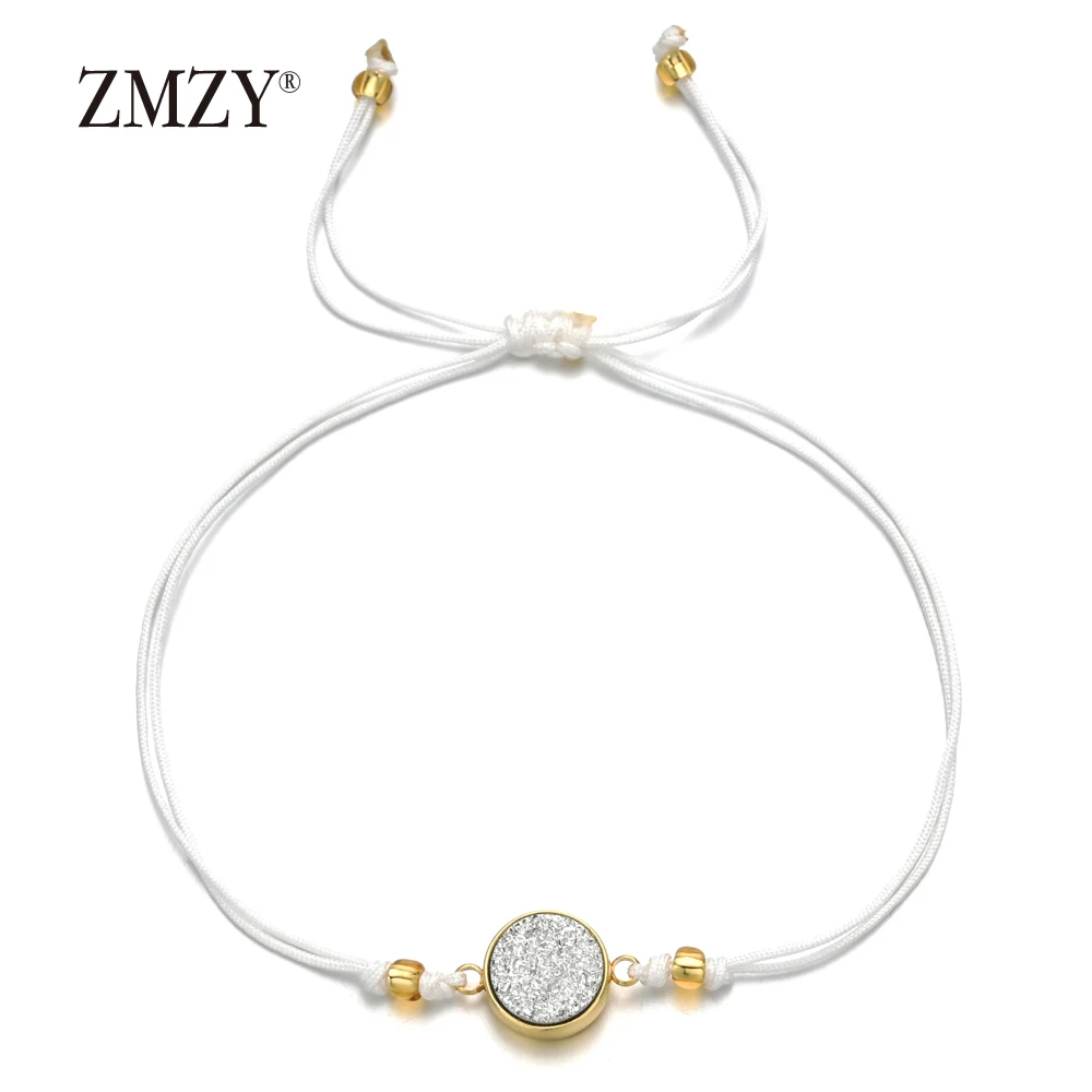 ZMZY Boho камни Друза браслет Drusy натуральный камень регулируемый веревка дружбы из